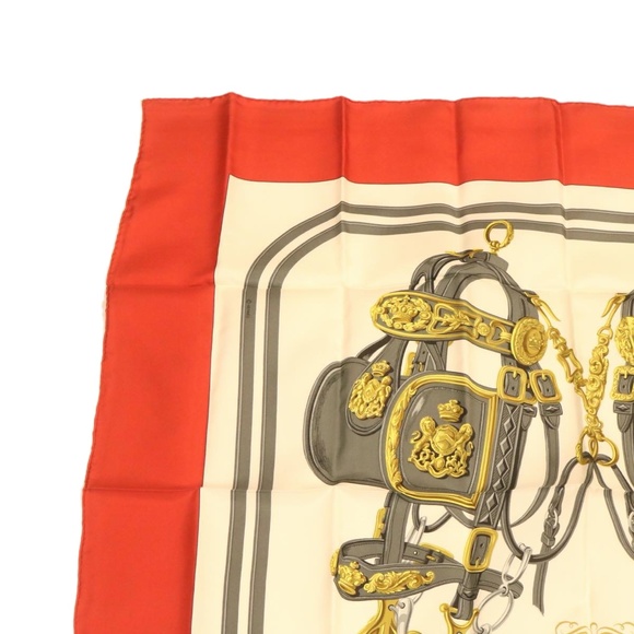 HERMES Carre 90 BRIDES de GALA Scarf 100% Silk Red Auth am1165g - Picture 2 of 9